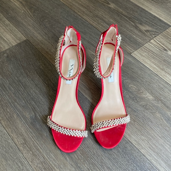 Red Stiletto Heeled Sandal 9M - Picture 7 of 15